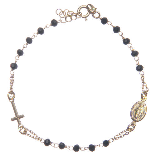 Rosary bracelet gold black and silver 925 sterling silver 1