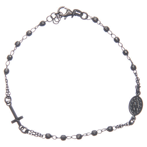 Rosary bracelet smokey grey 925 sterling silver 2