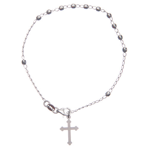 Pulsera rosario clásico color silver plata 925 1