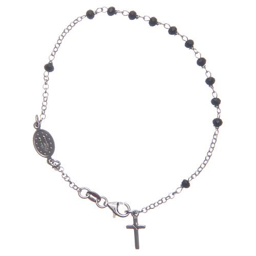 Pulsera rosario clásico color negro plata 925 2