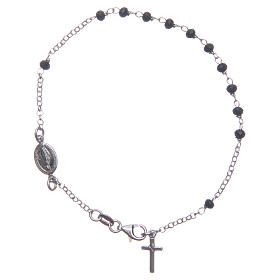 Bracciale rosario classico colore nero argento 925