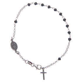 Bracciale rosario classico colore nero argento 925