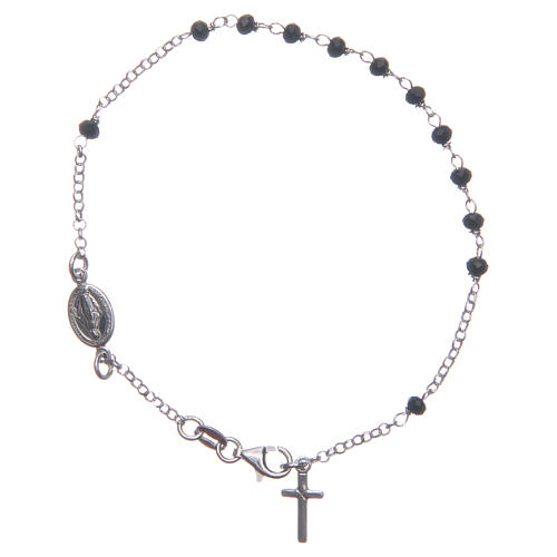 Bracciale rosario classico colore nero argento 925 1