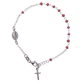 Rosary bracelet red and silver 925 sterling silver