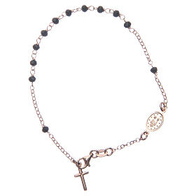 Bracciale rosario classico nero fumé argento 925