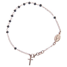 Rosary bracelet black and smoky grey 925 sterling silver