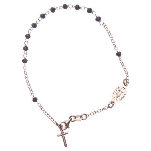 Rosary bracelet black and smoky grey 925 sterling silver 2