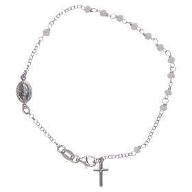 Pulsera rosario clásico blanco negro plata 925