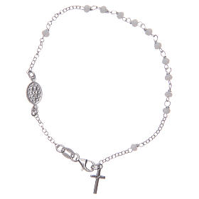 Pulsera rosario clásico blanco negro plata 925
