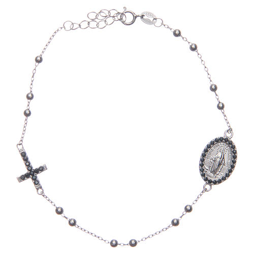 Rosary bracelet silver with black zircons 925 sterling silver 1