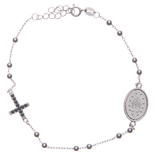 Rosary bracelet silver with black zircons 925 sterling silver 2