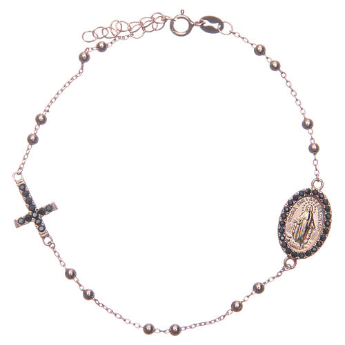 Rosary bracelet rosè with black zircons 925 sterling silver 1