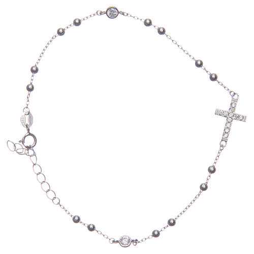 Rosary bracelet Santa Zita with white zircons 925 sterling silver 2