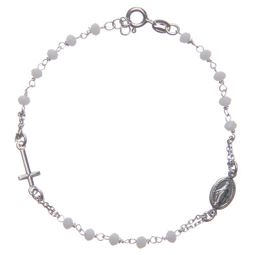 Bracelet chapelet couleur blanc Sainte Rita argent 925 1