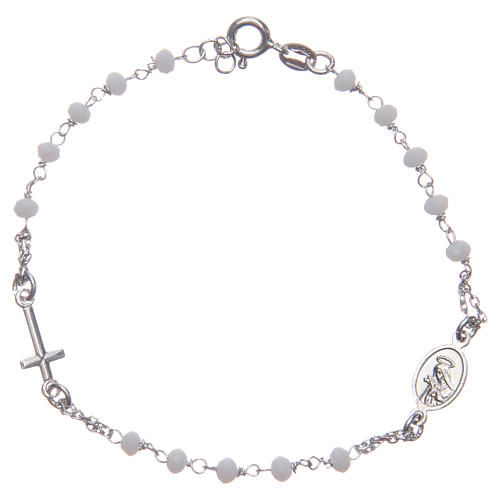 Bracelet chapelet couleur blanc Sainte Rita argent 925 2