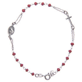 Armband Rosenkranz Santa Rita aus 925er Silber, rot