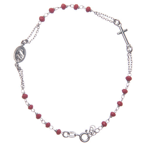 Armband Rosenkranz Santa Rita aus 925er Silber, rot 2