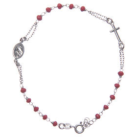 Bracelet chapelet couleur rouge Sainte Rita argent 925