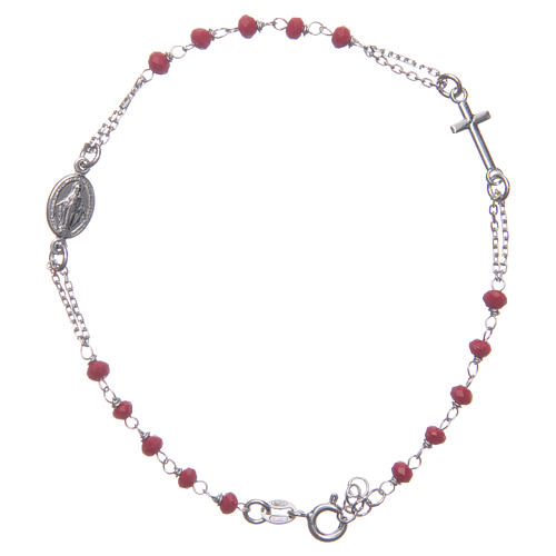 Bracelet chapelet couleur rouge Sainte Rita argent 925 1