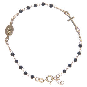 Rosary bracelet Santa Zita gold and black 925 sterling silver