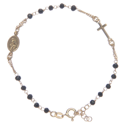 Rosary bracelet Santa Zita gold and black 925 sterling silver 2