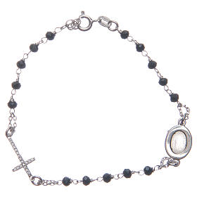 Rosary bracelet with Padre Pio 925 sterling silver with white zircons