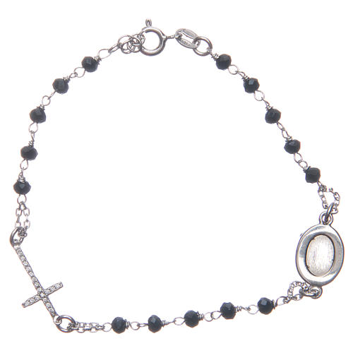 Bracciale rosario Padre Pio blu zirconi bianchi argento 925 2