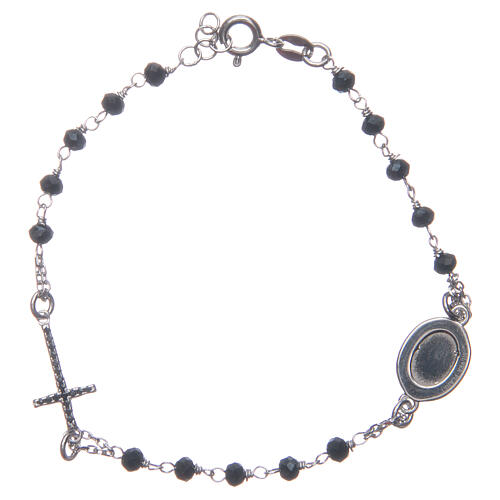 Armband Rosenkranz Pater Pio aus 925er Silber mit schwarzen Zirkoniasteinen, blau 2