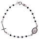 Rosary bracelet Padre Pio blue with black zircons in 925 sterling silver s1