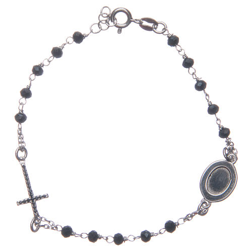 Pulsera rosario Padre Pío azul circones negros plata 925 2