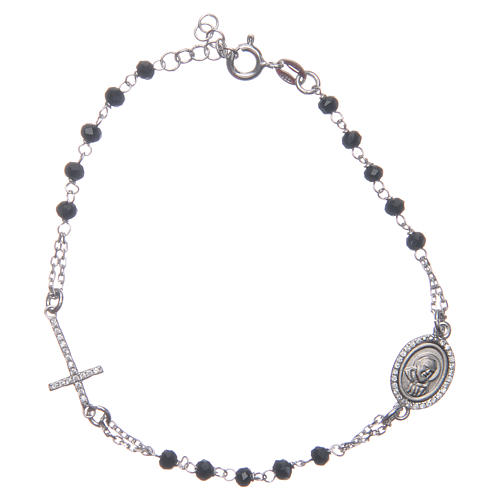 Bracciale rosario Padre Pio nero zirconi bianchi argento 925 1