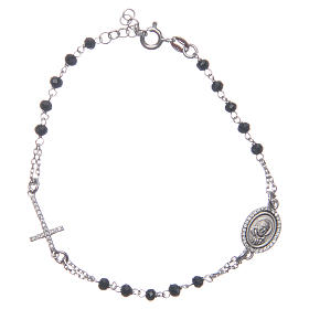 Rosary bracelet with Padre Pio 925 sterling silver with white zircons