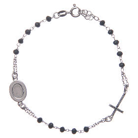 Armband Rosenkranz Pater Pio aus 925er Silber mit schwarzen Zirkoniasteinen, schwarz