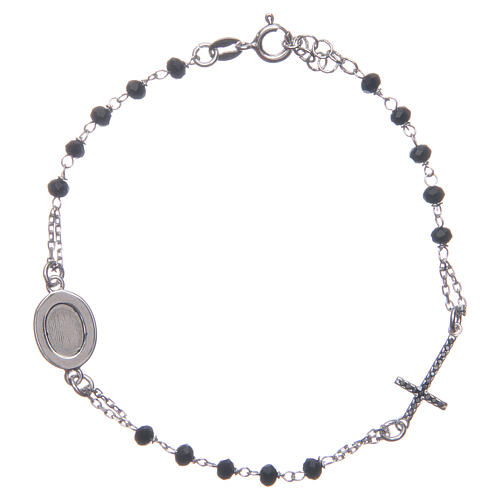 Armband Rosenkranz Pater Pio aus 925er Silber mit schwarzen Zirkoniasteinen, schwarz 2