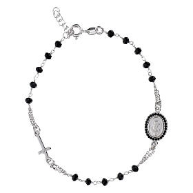 Bracciale rosario Padre Pio nero zirconi neri argento 925
