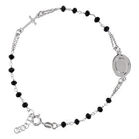 Bracciale rosario Padre Pio nero zirconi neri argento 925