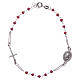 Rosary bracelet with Padre Pio in 925 sterling silver red with white zircons s1