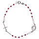 Rosary bracelet with Padre Pio in 925 sterling silver red with white zircons s2
