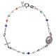 Rosary bracelet Padre Pio multicoloured with white zircons in 925 sterling silver s1