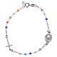 Rosary bracelet Padre Pio multicoloured with white zircons in 925 sterling silver s2