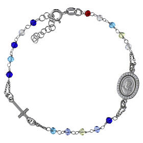 Bracciale rosario Padre Pio multicolor zirconi bianchi argento 925
