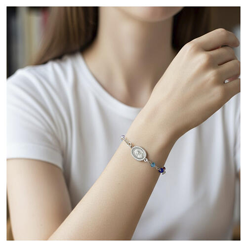 Bracciale rosario Padre Pio multicolor zirconi bianchi argento 925 2