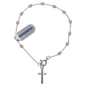 Silver bracelet with cross charm and 4x3 mm beads
