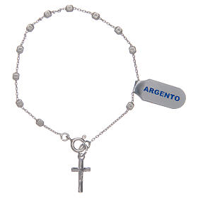 Silver bracelet with cross charm and 4x3 mm beads