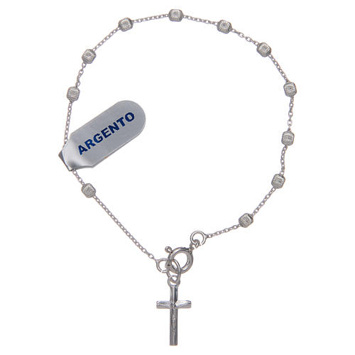 Silver bracelet with cross charm and 4x3 mm beads 1