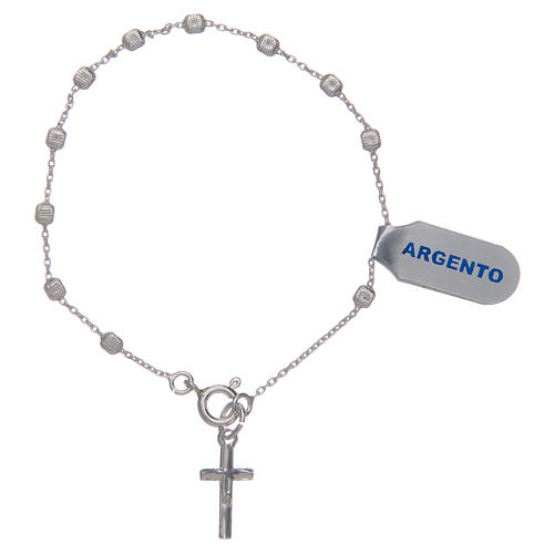 Silver bracelet with cross charm and 4x3 mm beads 2