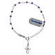 Silver bracelet with cross charm and purple zircons beads s1