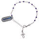 Silver bracelet with cross charm and purple zircons beads s2