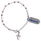 Silver bracelet with cross charm and pink zircons beads s2