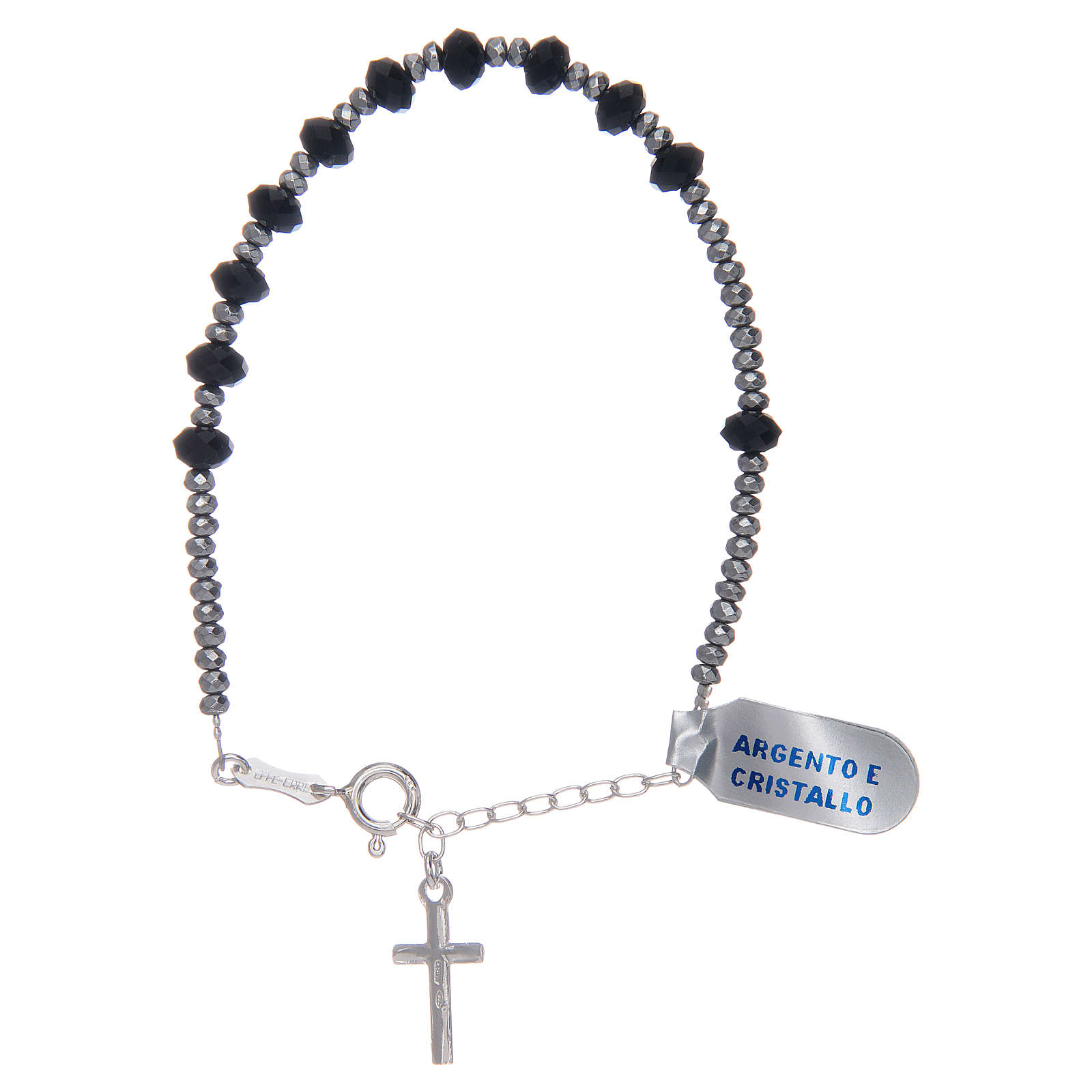 One decade rosary bracelet 6 mm black Swarovski oval beads | online ...